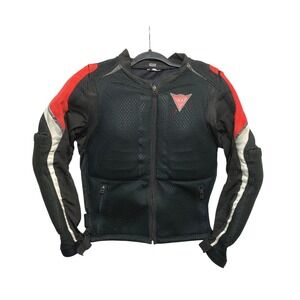 Dainese Mesh Motorcycle Jacket 46 Black Red White Padded Armor Biker Moto Sport